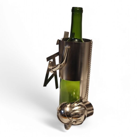 Wine Bodies Metal Sculpture Wine Bottle Holder, Rare Architect Design, HTF - Picture 10 of 13